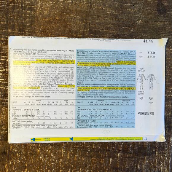 Butterick Sewing Pattern Batman Forever Riddler Robin Daddy and Me Costume UNCUT - Picture 3 of 5